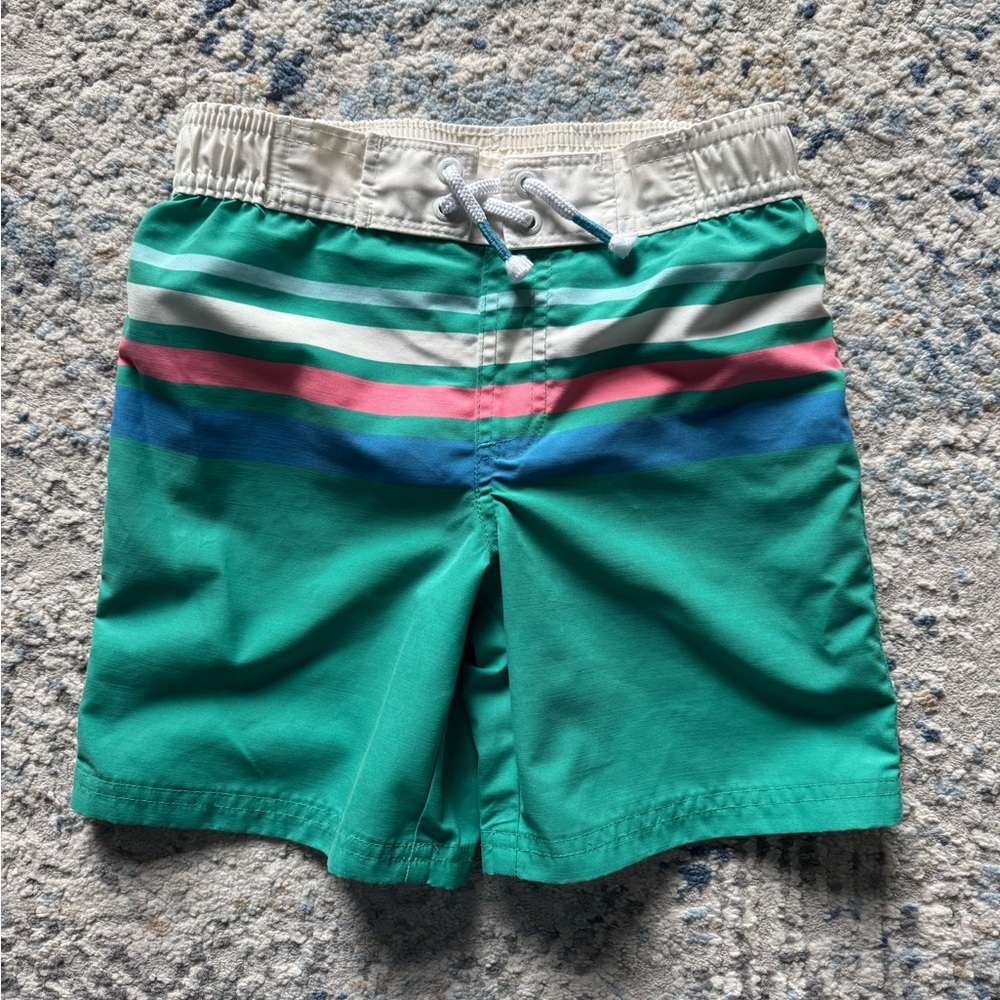 Mini Boden Turquise Striped Swim Shorts